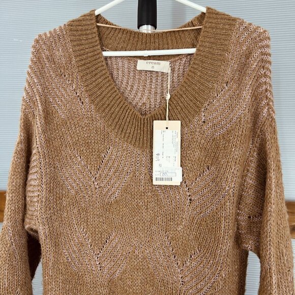 NWT Cream Aliette Alpaca Blended Pullover Sweater Dress Toasted Rose Brown Sz M - Picture 2 of 9